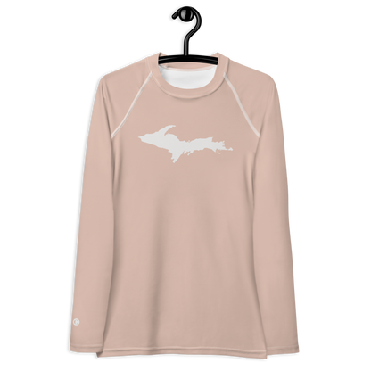 Michigan Upper Peninsula Rash Guard (w/ UP Outline) | Women's - Rose Gold