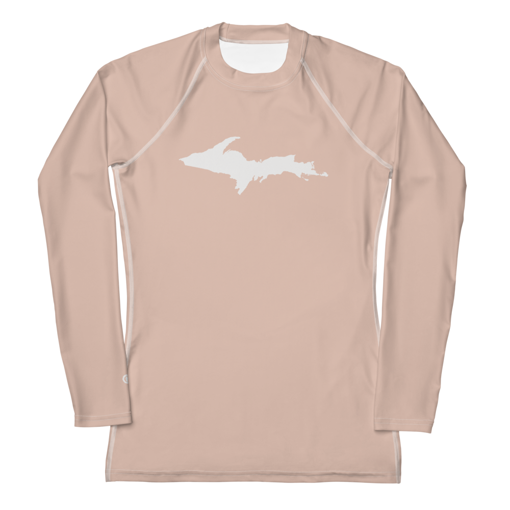 Michigan Upper Peninsula Rash Guard (w/ UP Outline) | Women's - Rose Gold