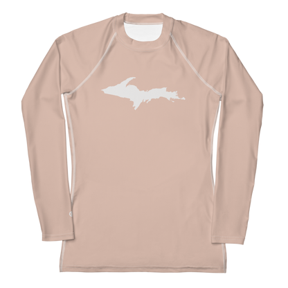 Michigan Upper Peninsula Rash Guard (w/ UP Outline) | Women's - Rose Gold