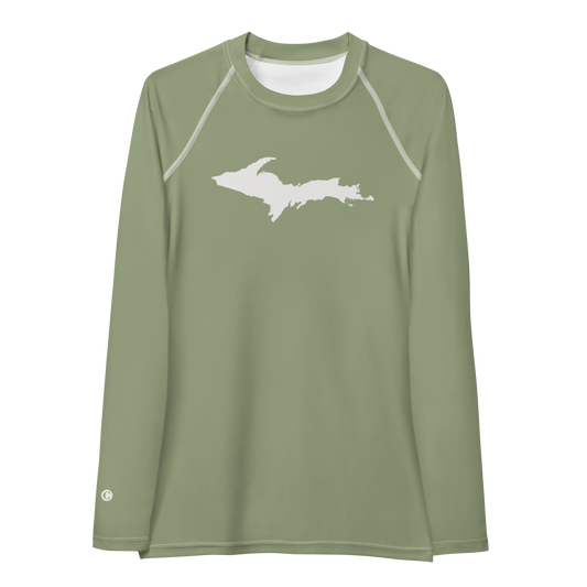 Michigan Upper Peninsula Rash Guard (w/ UP Outline) | Women's - Beachgrass Green