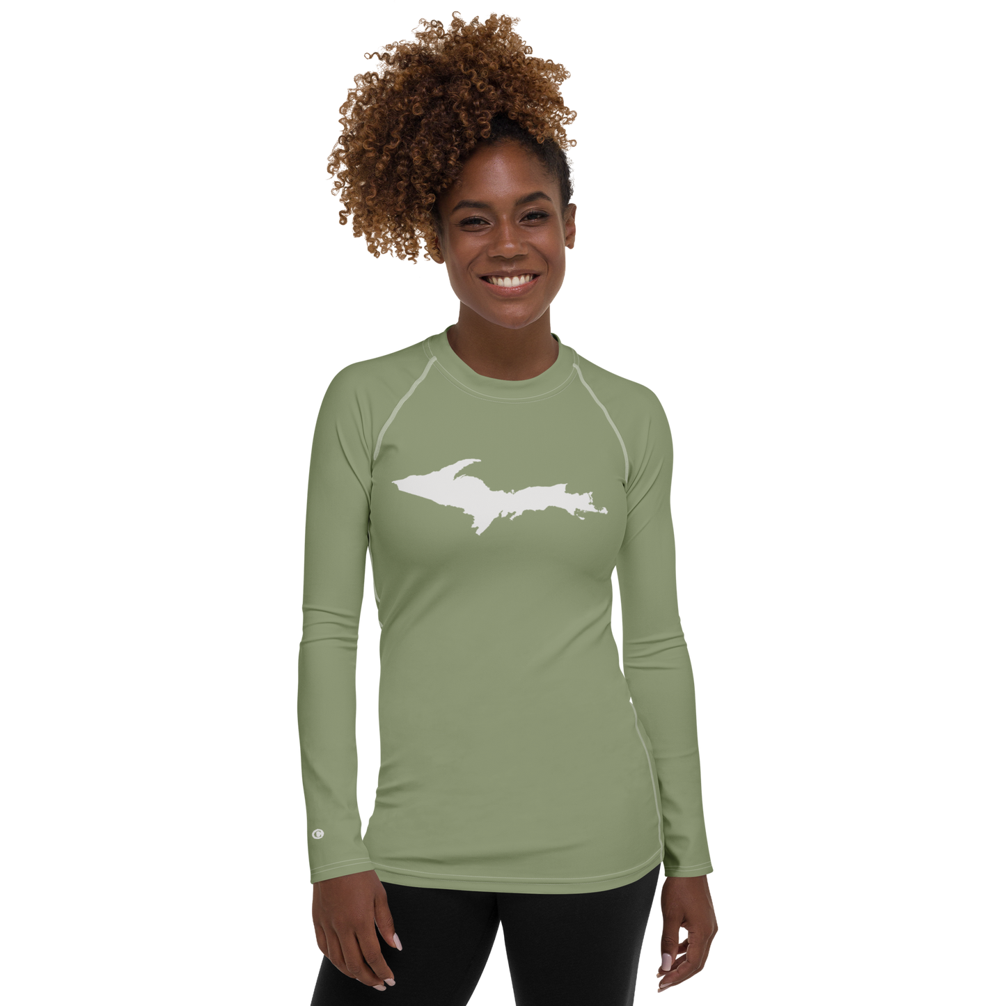 Michigan Upper Peninsula Rash Guard (w/ UP Outline) | Women's - Beachgrass Green