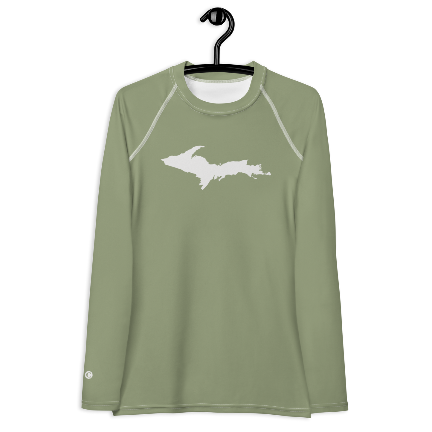 Michigan Upper Peninsula Rash Guard (w/ UP Outline) | Women's - Beachgrass Green