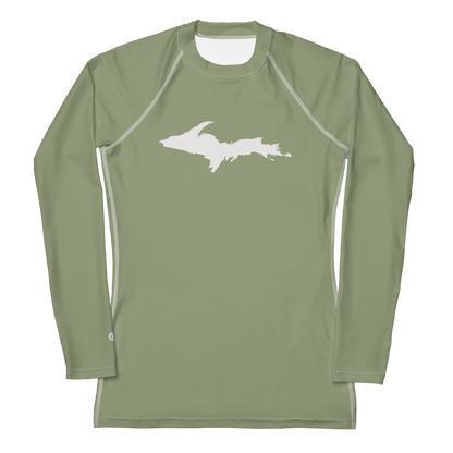 Michigan Upper Peninsula Rash Guard (w/ UP Outline) | Women's - Beachgrass Green