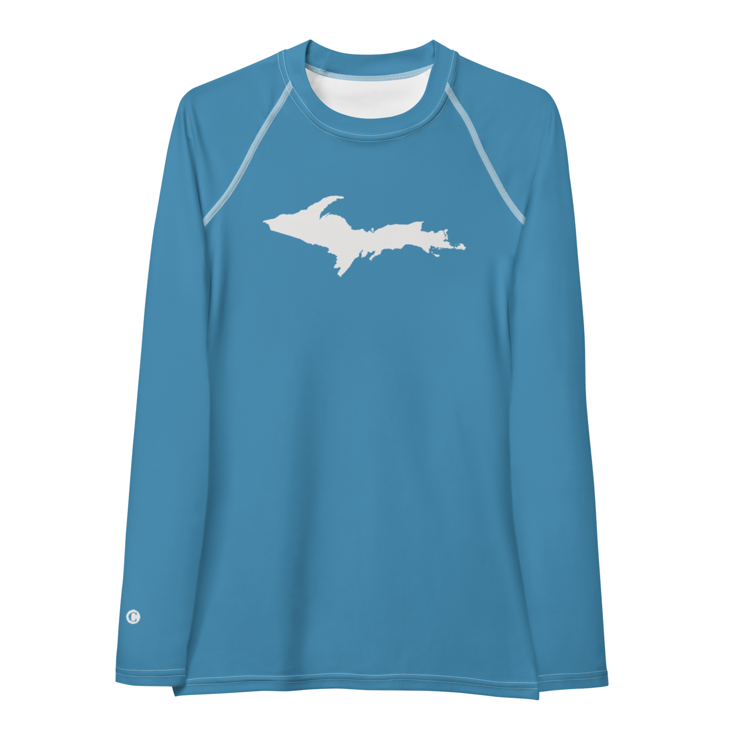 Michigan Upper Peninsula Rash Guard (w/ UP Outline) | Women's - Lake Michigan Blue