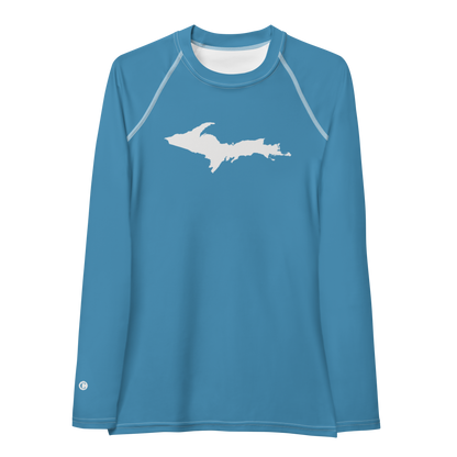 Michigan Upper Peninsula Rash Guard (w/ UP Outline) | Women's - Lake Michigan Blue