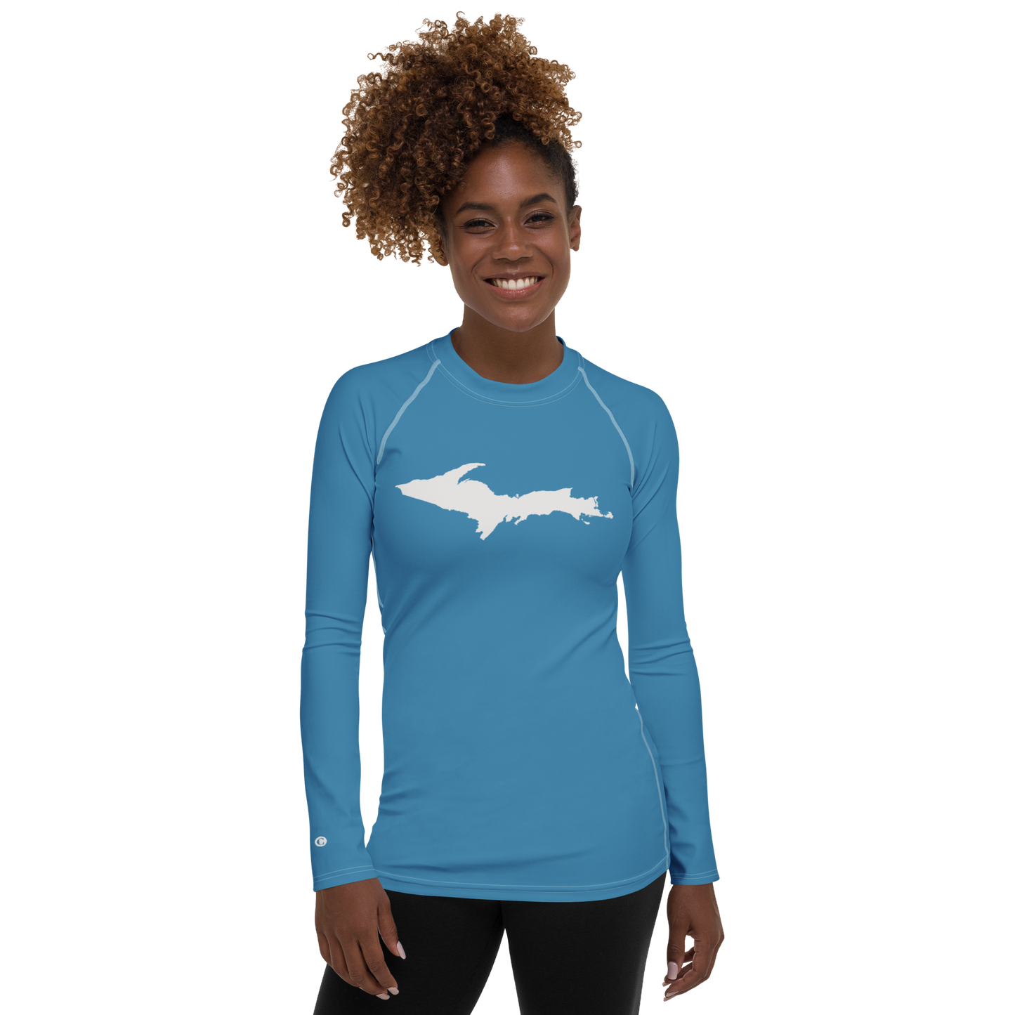 Michigan Upper Peninsula Rash Guard (w/ UP Outline) | Women's - Lake Michigan Blue