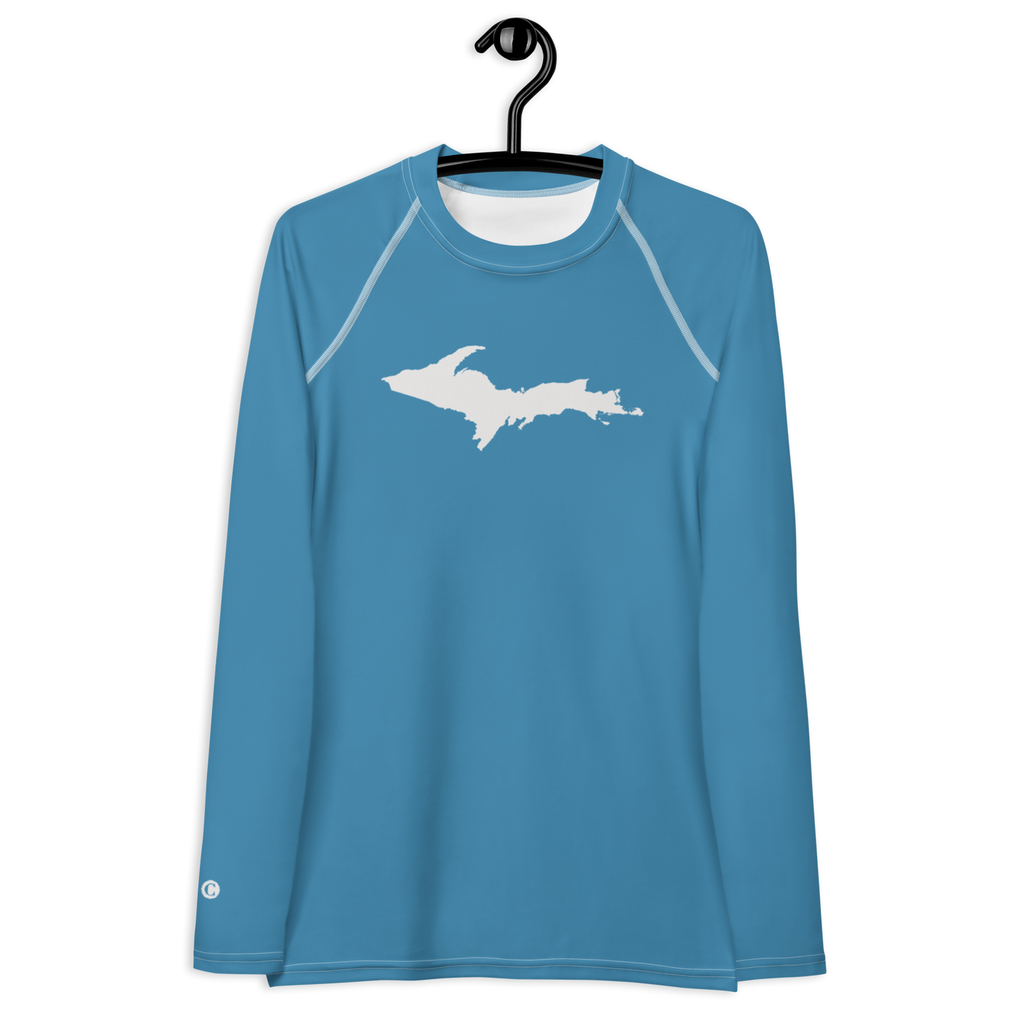 Michigan Upper Peninsula Rash Guard (w/ UP Outline) | Women's - Lake Michigan Blue