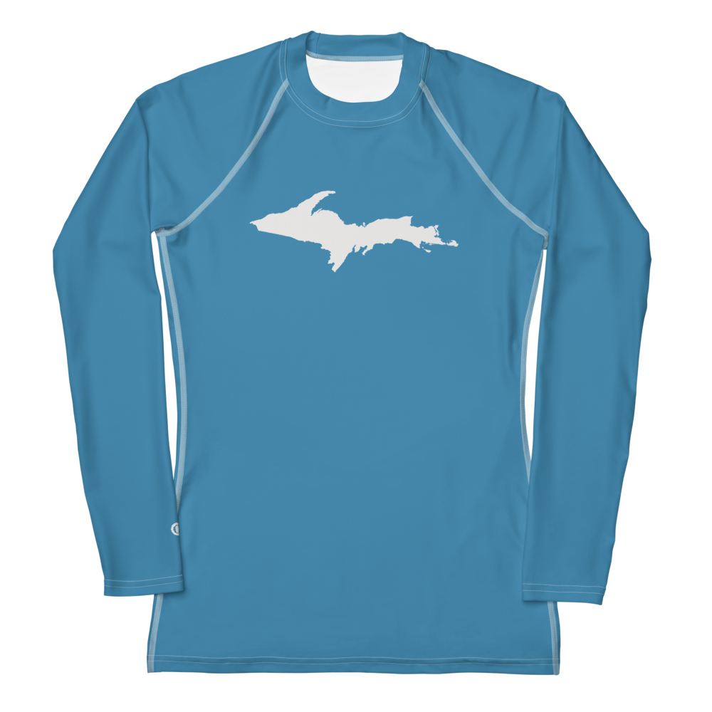 Michigan Upper Peninsula Rash Guard (w/ UP Outline) | Women's - Lake Michigan Blue