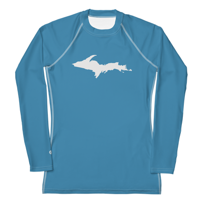 Michigan Upper Peninsula Rash Guard (w/ UP Outline) | Women's - Lake Michigan Blue