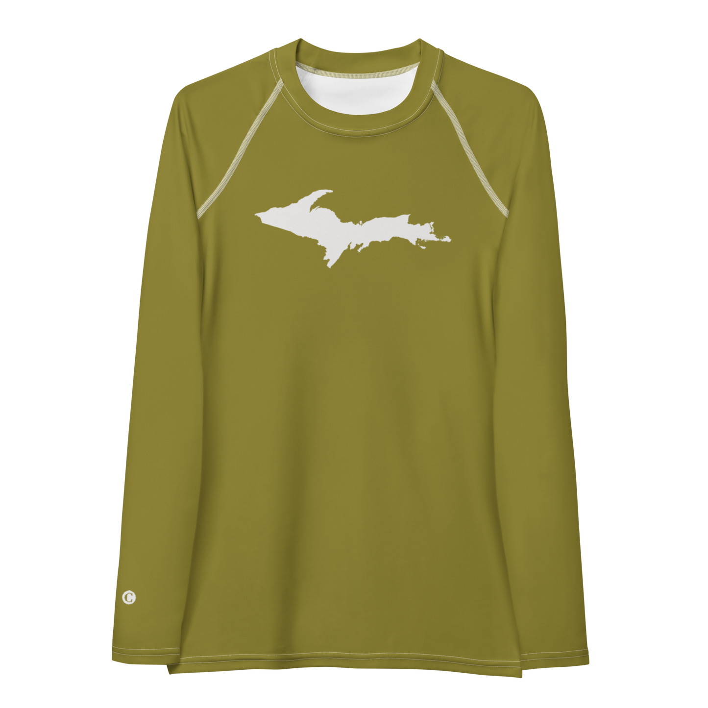 Michigan Upper Peninsula Rash Guard (w/ UP Outline) | Women's - Scrub Gold