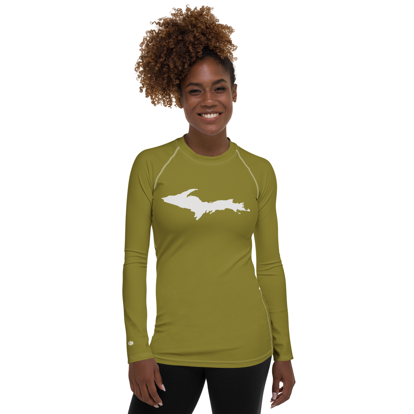 Michigan Upper Peninsula Rash Guard (w/ UP Outline) | Women's - Scrub Gold