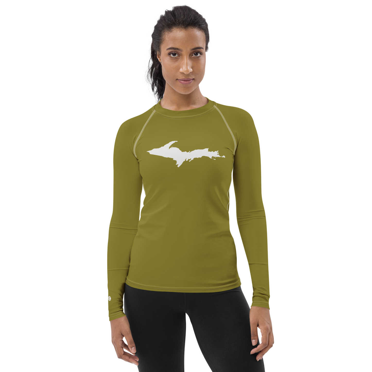 Michigan Upper Peninsula Rash Guard (w/ UP Outline) | Women's - Scrub Gold