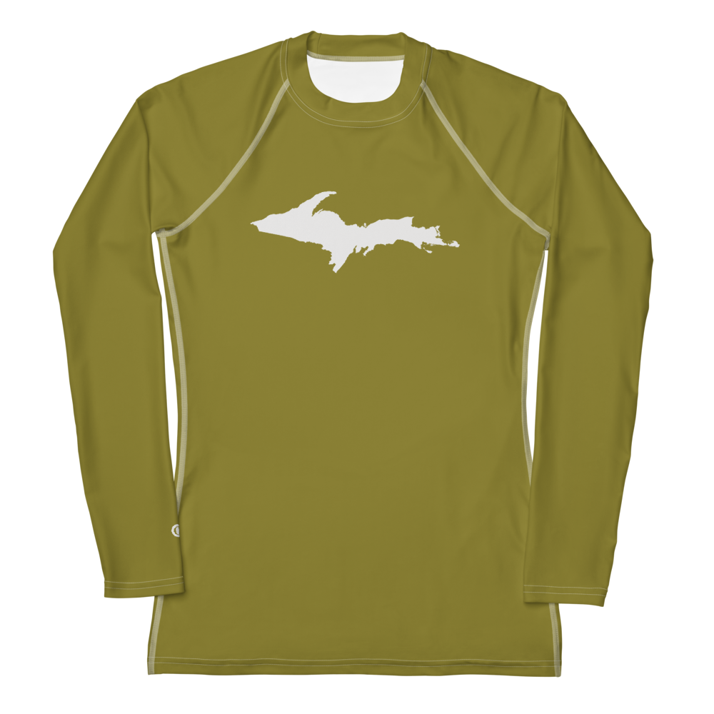 Michigan Upper Peninsula Rash Guard (w/ UP Outline) | Women's - Scrub Gold