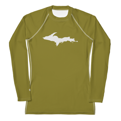 Michigan Upper Peninsula Rash Guard (w/ UP Outline) | Women's - Scrub Gold