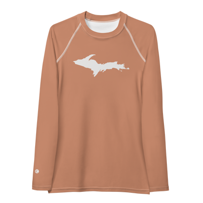 Michigan Upper Peninsula Rash Guard (w/ UP Outline) | Women's - Copper Color