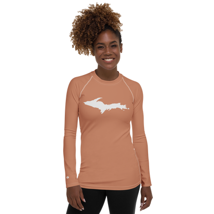 Michigan Upper Peninsula Rash Guard (w/ UP Outline) | Women's - Copper Color