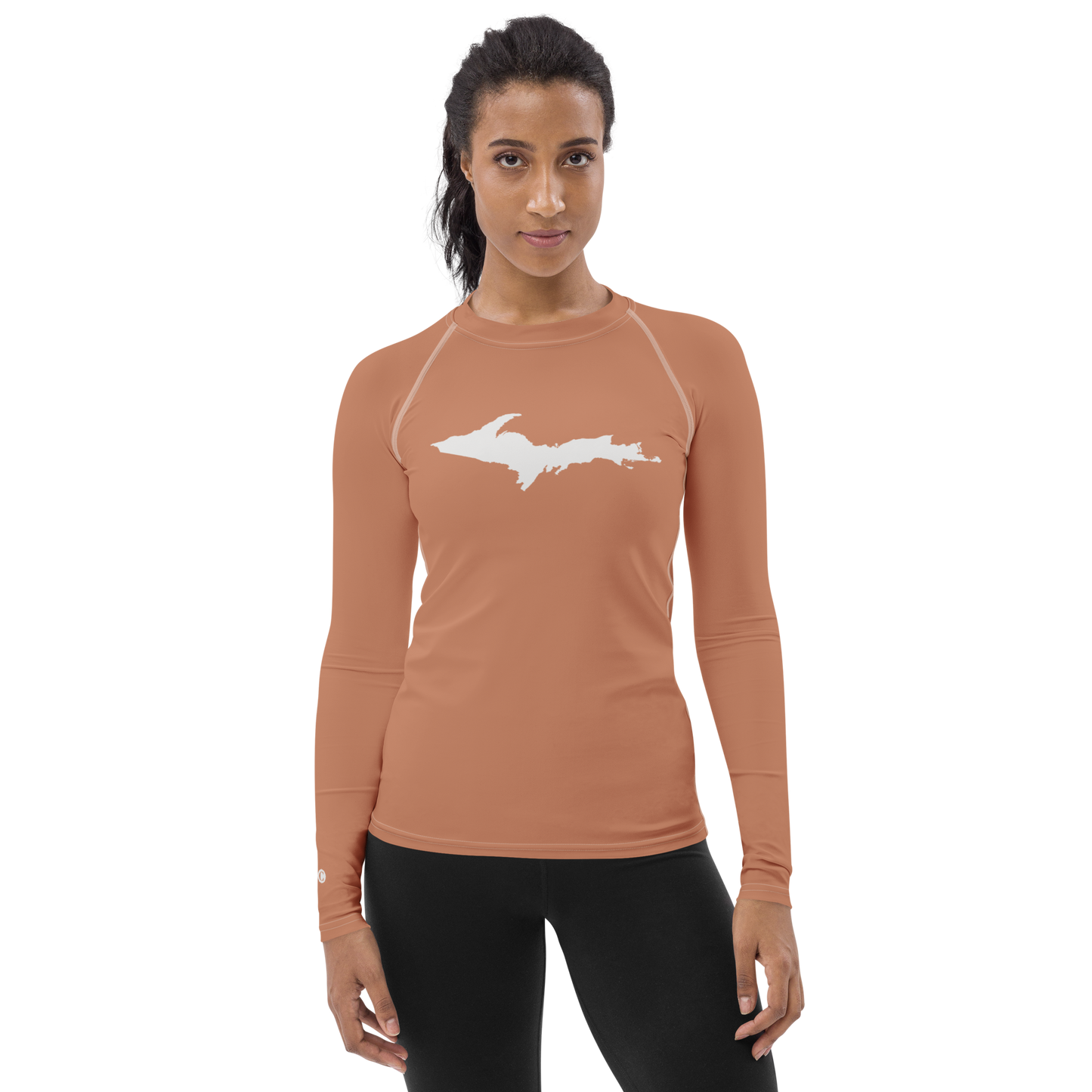 Michigan Upper Peninsula Rash Guard (w/ UP Outline) | Women's - Copper Color