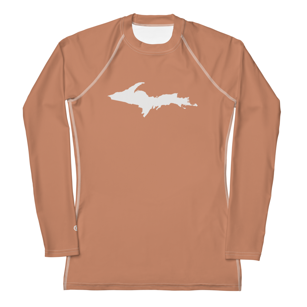 Michigan Upper Peninsula Rash Guard (w/ UP Outline) | Women's - Copper Color