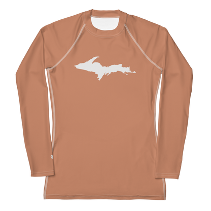 Michigan Upper Peninsula Rash Guard (w/ UP Outline) | Women's - Copper Color