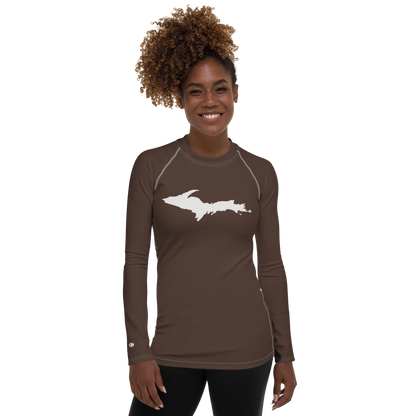 Michigan Upper Peninsula Rash Guard (w/ UP Outline) | Women's - Hickory Color