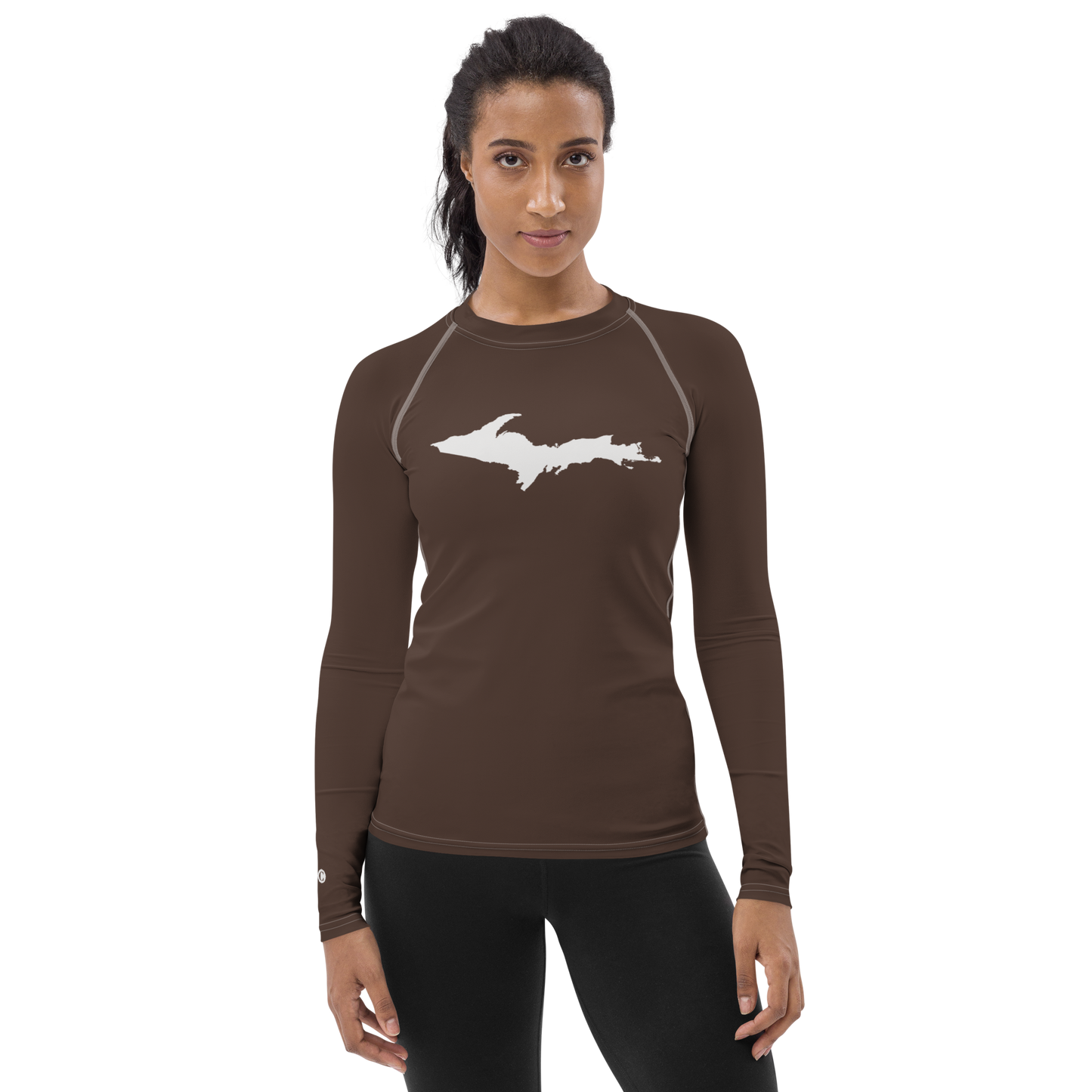 Michigan Upper Peninsula Rash Guard (w/ UP Outline) | Women's - Hickory Color