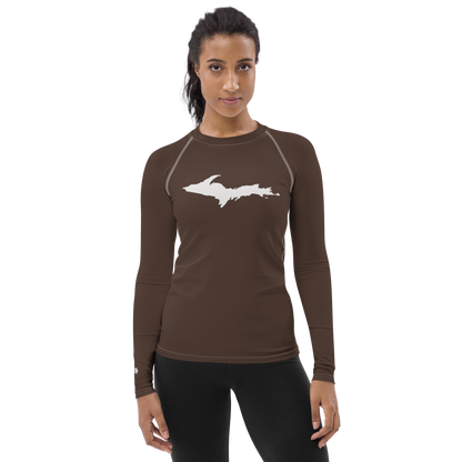 Michigan Upper Peninsula Rash Guard (w/ UP Outline) | Women's - Hickory Color