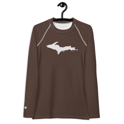 Michigan Upper Peninsula Rash Guard (w/ UP Outline) | Women's - Hickory Color