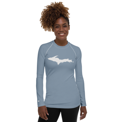 Michigan Upper Peninsula Rash Guard (w/ UP Outline) | Women's - B-24 Grey