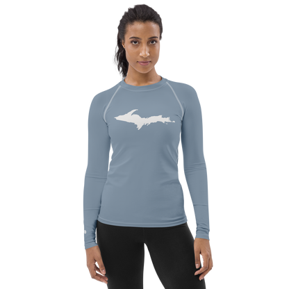 Michigan Upper Peninsula Rash Guard (w/ UP Outline) | Women's - B-24 Grey