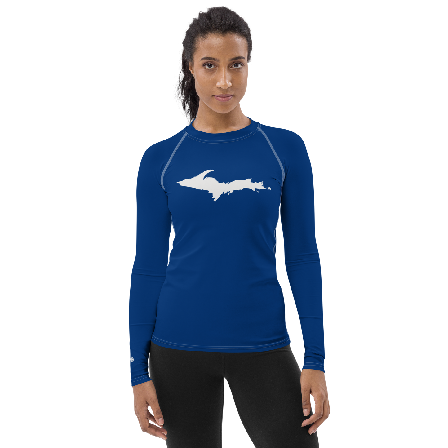 Michigan Upper Peninsula Rash Guard (w/ UP Outline) | Women's - Dearborn Blue