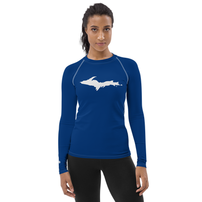 Michigan Upper Peninsula Rash Guard (w/ UP Outline) | Women's - Dearborn Blue