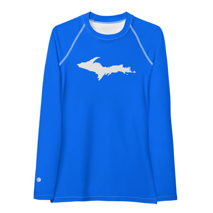 Michigan Upper Peninsula Rash Guard (w/ UP Outline) | Women's - Motor Town Blue