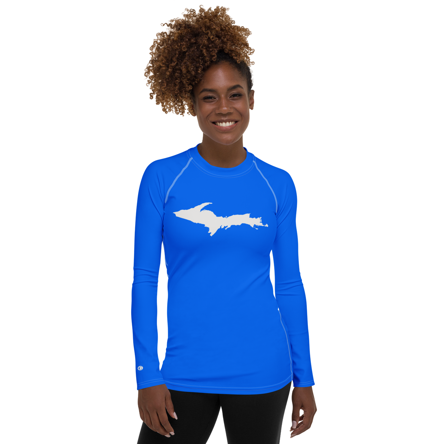 Michigan Upper Peninsula Rash Guard (w/ UP Outline) | Women's - Motor Town Blue