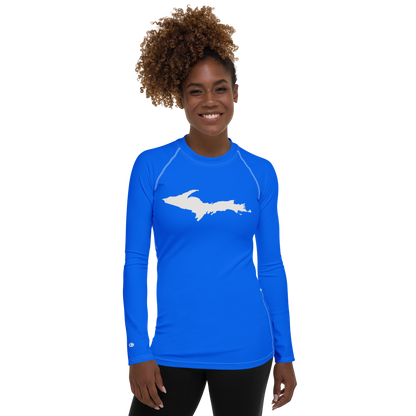 Michigan Upper Peninsula Rash Guard (w/ UP Outline) | Women's - Motor Town Blue