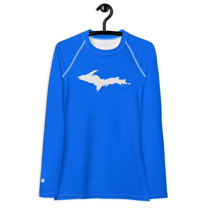 Michigan Upper Peninsula Rash Guard (w/ UP Outline) | Women's - Motor Town Blue