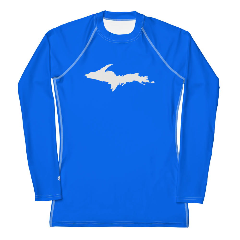 Michigan Upper Peninsula Rash Guard (w/ UP Outline) | Women's - Motor Town Blue