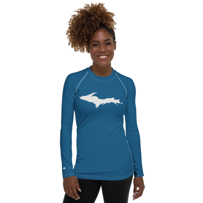 Michigan Upper Peninsula Rash Guard (w/ UP Outline) | Women's - Blueberry