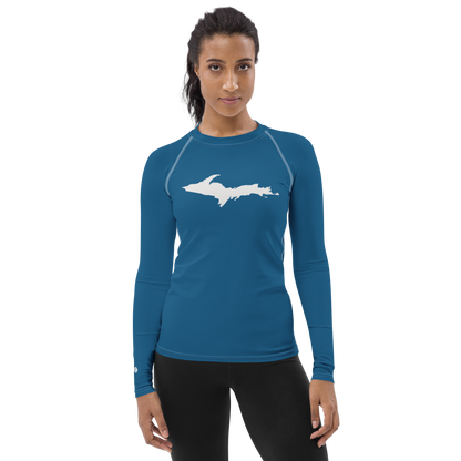 Michigan Upper Peninsula Rash Guard (w/ UP Outline) | Women's - Blueberry