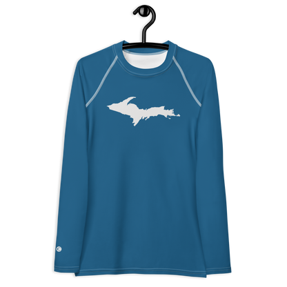 Michigan Upper Peninsula Rash Guard (w/ UP Outline) | Women's - Blueberry