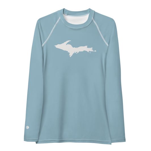 Michigan Upper Peninsula Rash Guard (w/ UP Outline) | Women's - Opal Blue