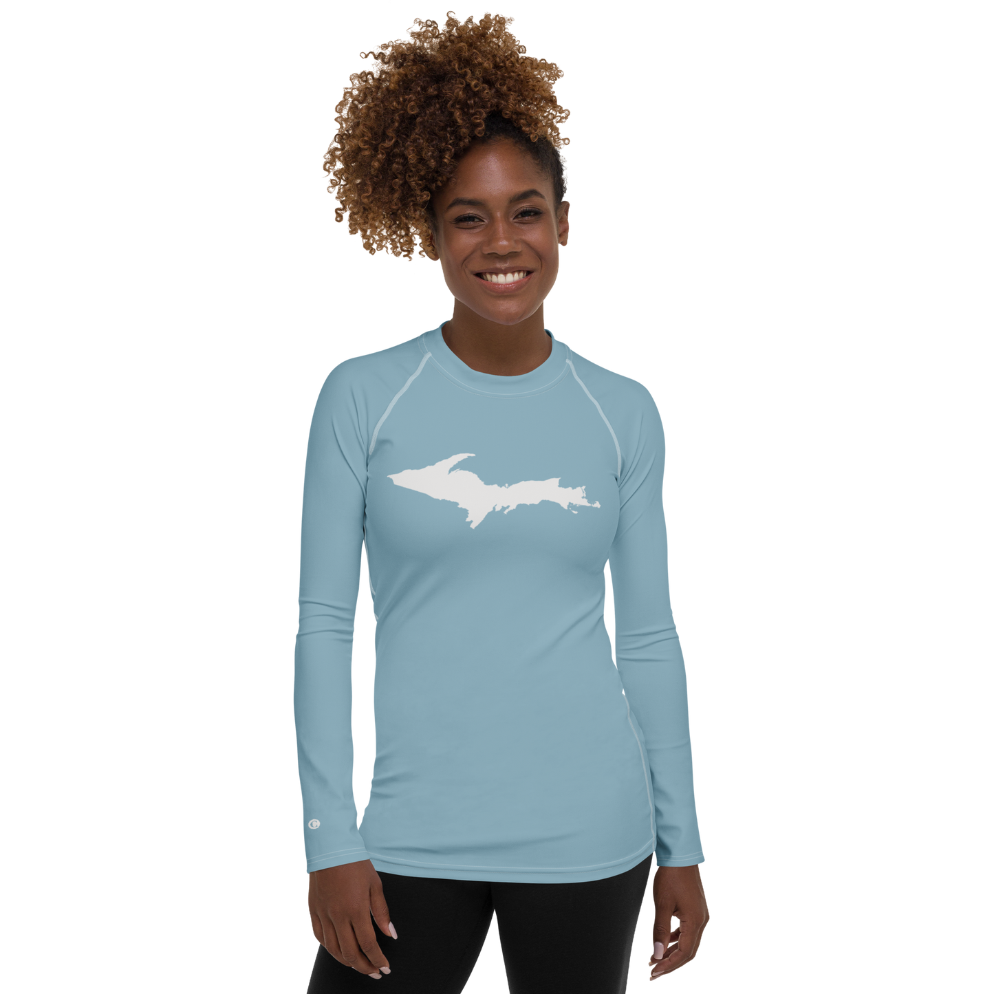 Michigan Upper Peninsula Rash Guard (w/ UP Outline) | Women's - Opal Blue