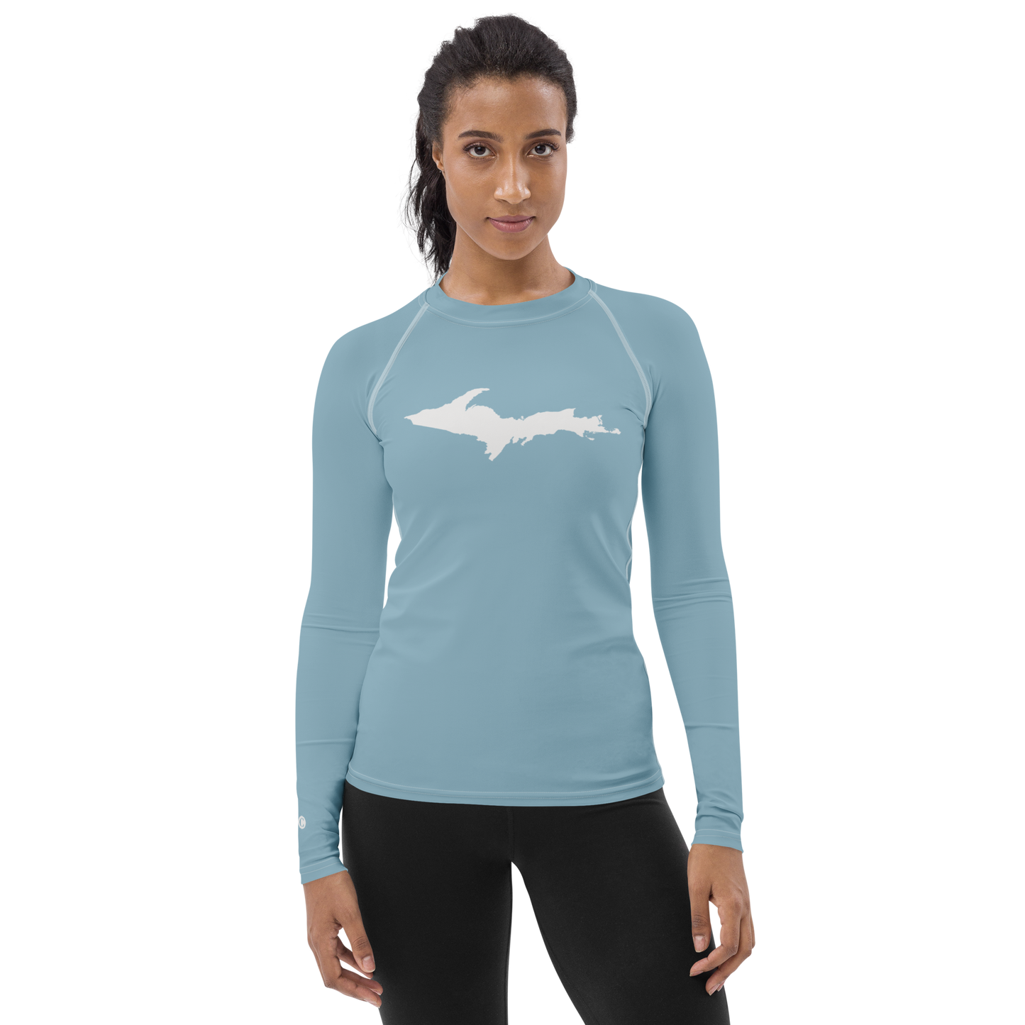 Michigan Upper Peninsula Rash Guard (w/ UP Outline) | Women's - Opal Blue