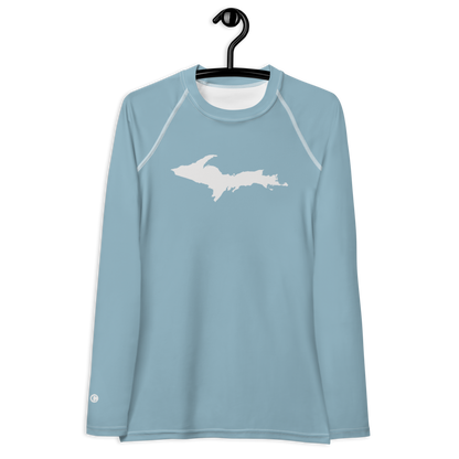 Michigan Upper Peninsula Rash Guard (w/ UP Outline) | Women's - Opal Blue