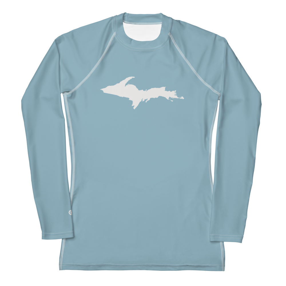 Michigan Upper Peninsula Rash Guard (w/ UP Outline) | Women's - Opal Blue