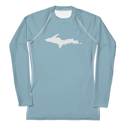 Michigan Upper Peninsula Rash Guard (w/ UP Outline) | Women's - Opal Blue