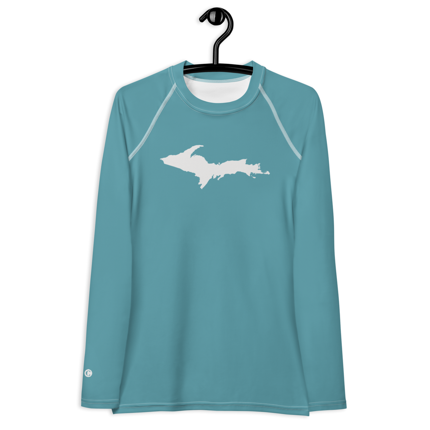 Michigan Upper Peninsula Rash Guard (w/ UP Outline) | Women's - Lake Huron Blue