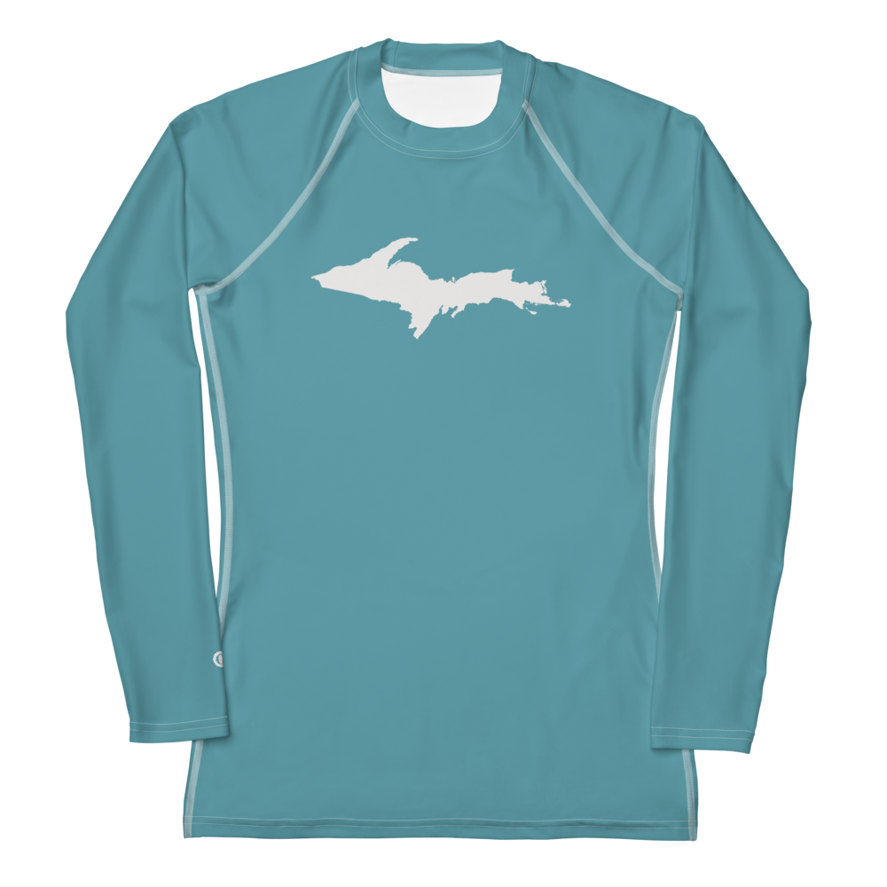 Michigan Upper Peninsula Rash Guard (w/ UP Outline) | Women's - Lake Huron Blue