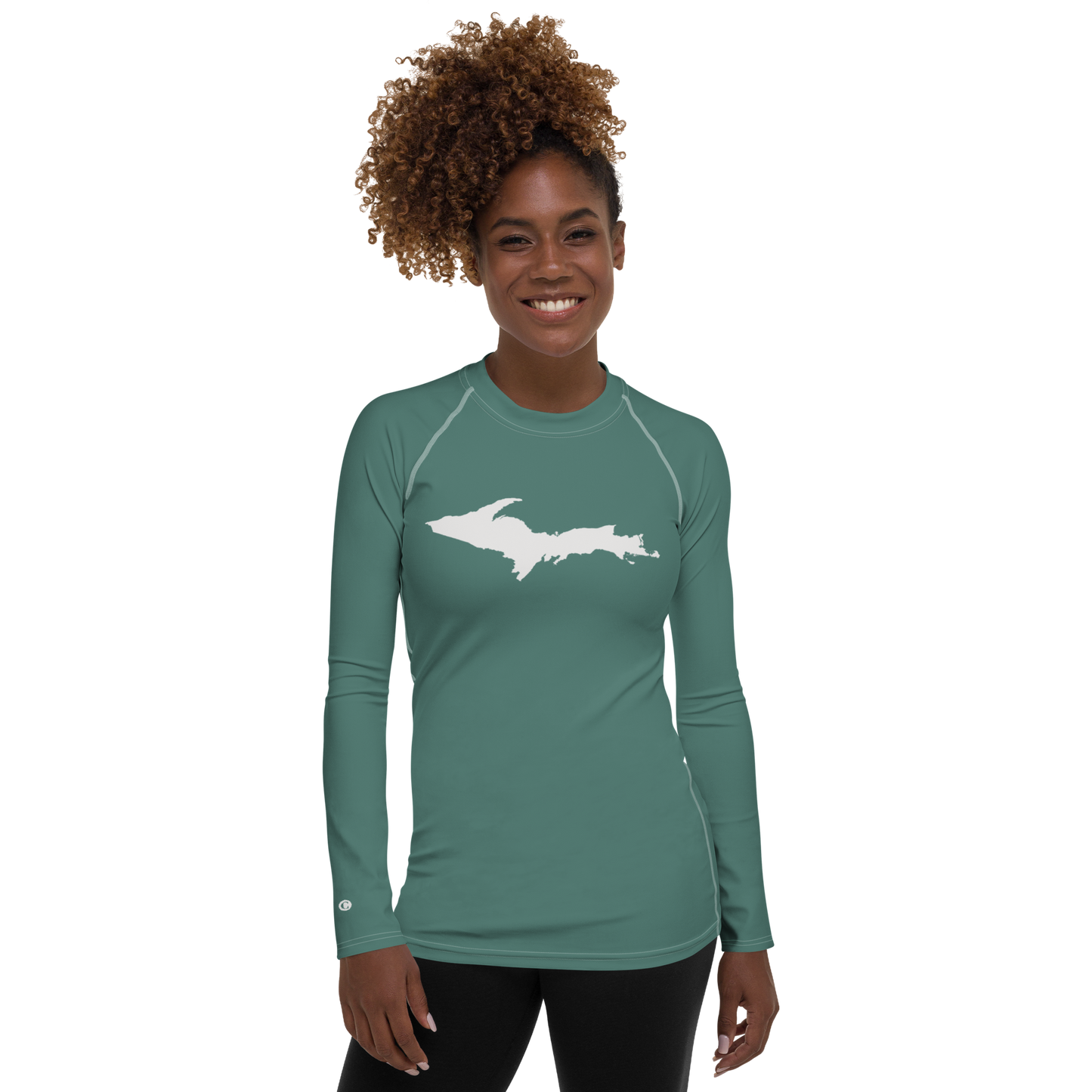 Michigan Upper Peninsula Rash Guard (w/ UP Outline) | Women's - Copper Green