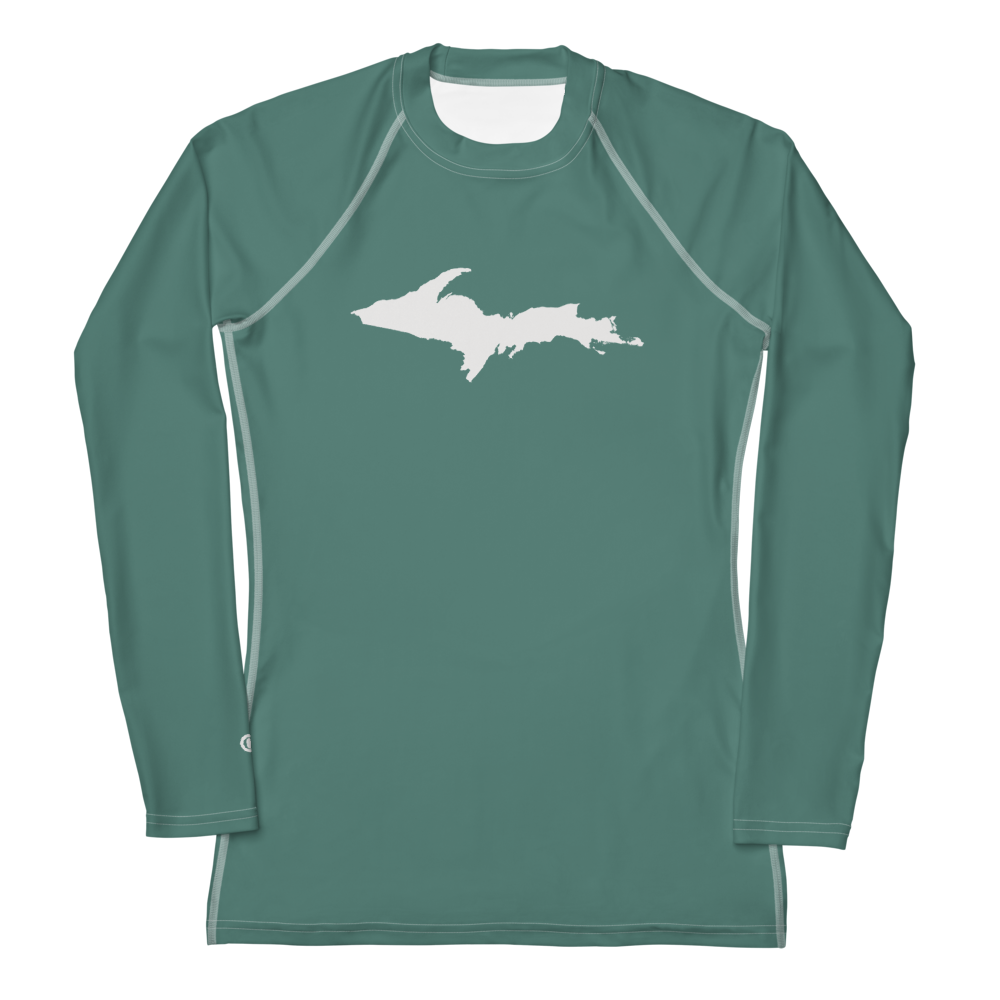 Michigan Upper Peninsula Rash Guard (w/ UP Outline) | Women's - Copper Green