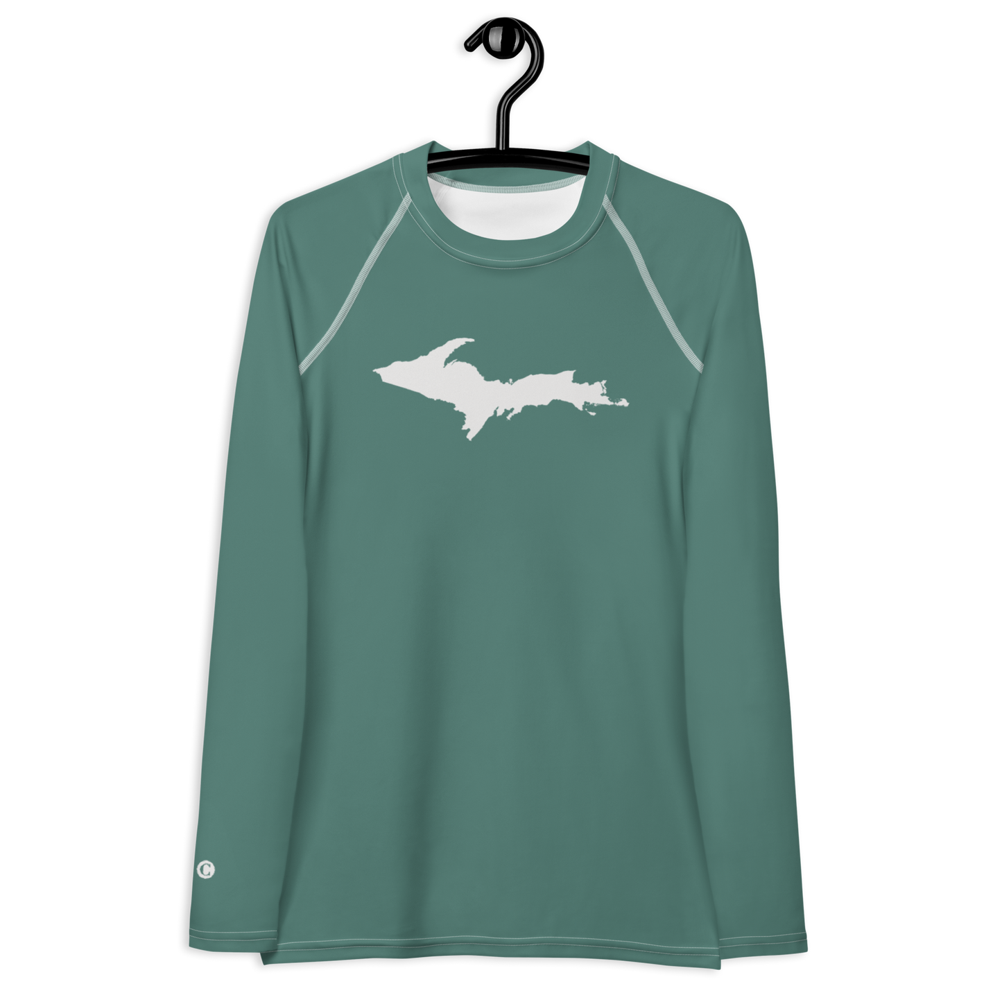 Michigan Upper Peninsula Rash Guard (w/ UP Outline) | Women's - Copper Green